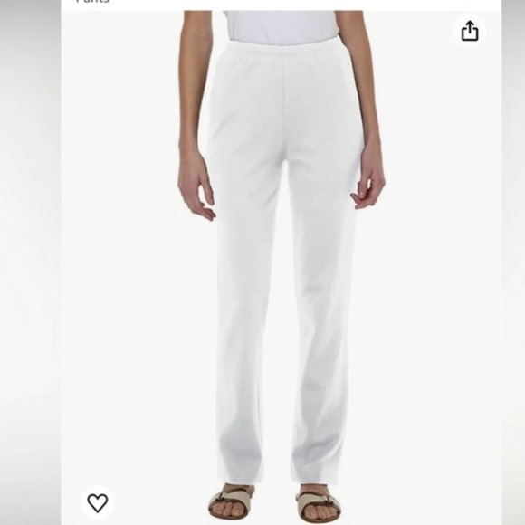 Super soft and comfortable white pull on knit pants large petite like new - Picture 1 of 4